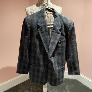 Perry Ellis Blue and Gray Plaid Sport Coat